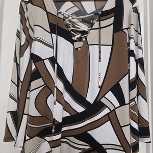 Chico's Abstract Brown and Black Blouse